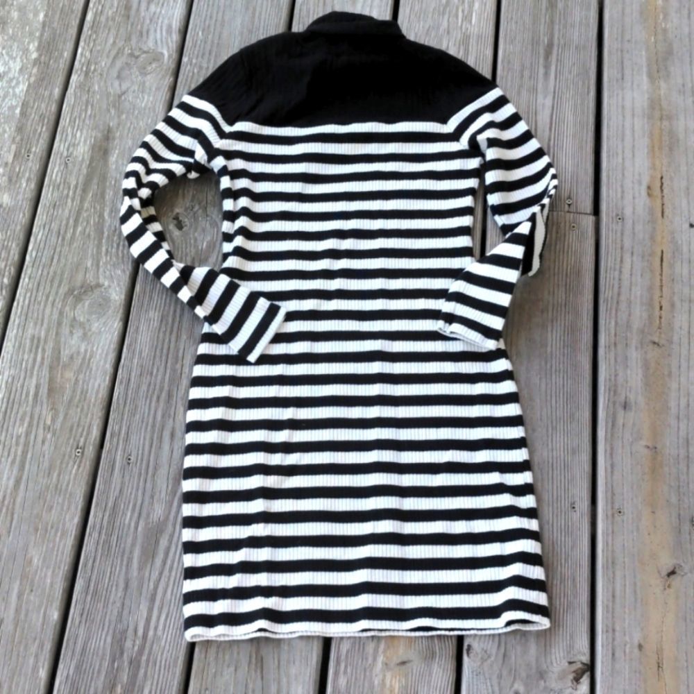 Topshop black and white stripe ribbed dress
